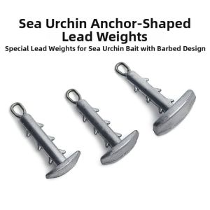 W5YR 10PCS Anti-Slip Sea Urchin Bait Anchor Shaped Sinker with Locking Hook Stable Sea Urchin Bait Hook Tool  Convenient Fishing Bait Sinker Fishing Accessories