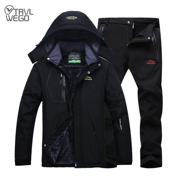 TRVLWEGO Winter Ski Suit Men Windproof Waterproof Snowboard Jacket and