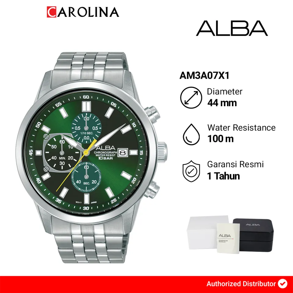 Jam Tangan Pria Alba Chronograph AM3A07X1 Green Dial Silver Stainless Steel Strap Lazada Indonesia