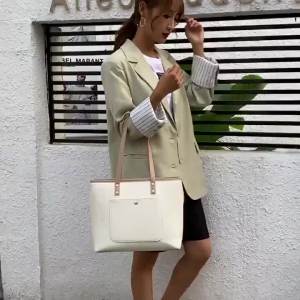 PU Leather Laptop Tote Bag for Women Waterproof Large Capacity Shoulder Handbag Fits 13.3 14 15.6 Inch MacBook Dell HP