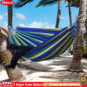 【Ready】【Vktech】Portable Outdoor Canvas Yard Hammock Camping Sleeping Swing Hanging Bed