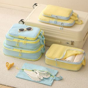 MIIQNUS 4Pcs Tiết kiệm không gian Khối nén nén đồ Có thể gấp lại Chống thấm nước Túi đựng quần áo Bền bỉ Nhẹ Bộ Sắp Xếp Hành Lý Sử dụng khi đi du lịch