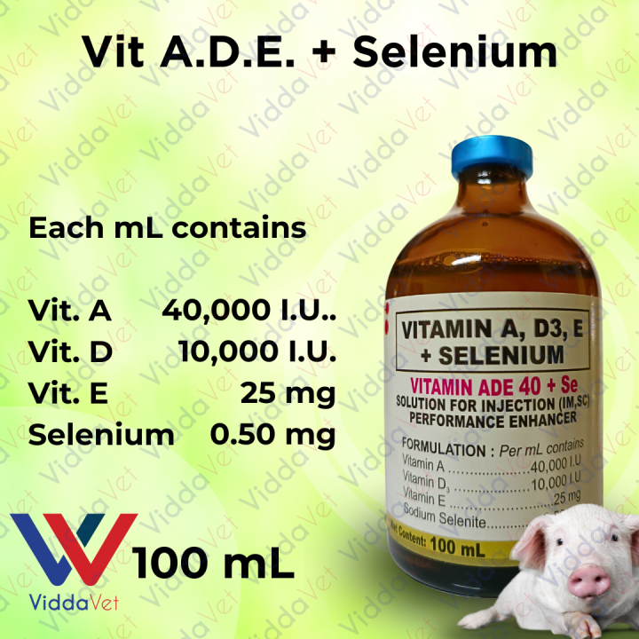 Vitamin ADE + Selenium 100ml 1bot for animals pets dog cat pig goat