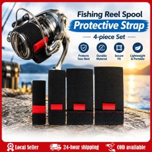 4pcs/pack Fishing Tools Outdoor Fishing S M L LL Elastic Baitcasting Reel Spinning Reel Fishing Reel Protection Band Fishing Spool Belt Black Elastic Fishing Spool Belt Fishing Reel Protection Belt Spinning Wheel Reel Accessories