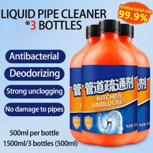 Strong 500ml Pipe Cleaner Drainage Clog Remover Agent Deodorize No Damage Pipes Break Down Stubborn  Cleaning Sink Drain Toilet Bathroom Dredge Hair Filter Cleaner Anti Clogged Sink Cleaner Cleaner ​for Kitchen Toilet Pipeline Cleaning Tool