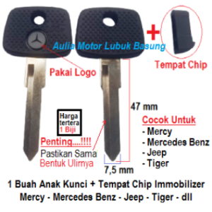 Anak Kunci Mercy Mercedes Benz Vito Actros Sprinter 1997 sd. 1998 Jeep Tiger dll Pakai Tempat Chip