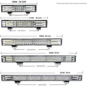 180-432Watts DC12V-DC80V Car Super Spotlight Truck Top Side LED Lamp Light Work Light Bar Spot Flood