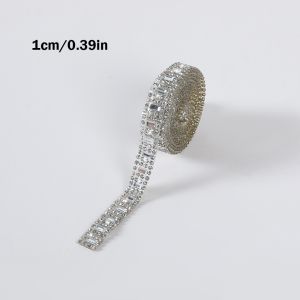 MIRELAE Tự làm Dải đá quý tự dính Phụ kiện may vá Lấp lánh Băng trang trí đá rhinestone lấp lánh Trang trí quà tặng Có thể là ủi lên Cuộn đá pha lê Quần áo giày dép túi xách trang trí
