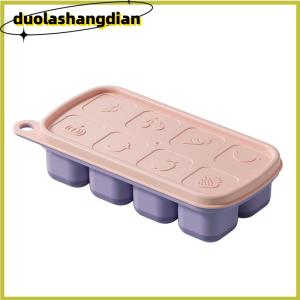 [Duola] 1Pc 8 Cell Food Grade Silicone Mold Ice Grid With Lid Ice Case Tray Making Mould Ice Storage Box Reusable DIY Kitchen Gadget