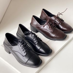 Giày Oxford Đế 5cm Da Mềm Màu Nâu Và Màu Đen