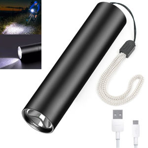 Mini Zoom Flashlight LED Portable USB Rechargeable Flashlight Super Bright Torch Outdoor Camp Light