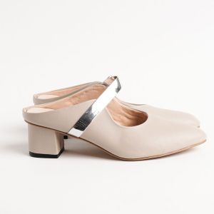 Sepatu Kulit Bustong Wanita Formal Bigsize 35 - 45 Nyaman Mules Hak Tinggi 5 cm Ujung Lancip Jumbo