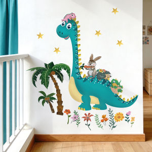 Decal dán tường trẻ em Hình khủng long dễ thương Có keo sẵn Trang trí phòng cho bé trai bé gái