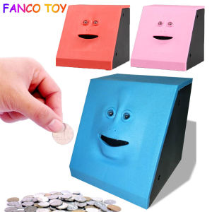 Automatic Face Bank Coin Box Electric Money Pot Cute Face Box Money Eating Bank Saving Toys New Years Piggy Bank for Money