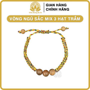 Vòng ngũ sắc mix 3 hạt trầm hương phong thủy mang lại may mắn tài lộc Trầm Hương Hà Xá