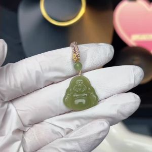 Original Jade Natural Green Maitreya Buddha Women Men Necklace Fashion Jewelry with Certificate