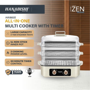 Periuk Pelbagai Fungsi dengan Pemasa Hanabishi All-in-One Multi Cooker with Timer HA1833S
