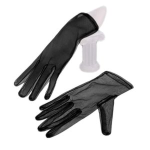 FLYING Black White Bridal Gloves Mesh Solid Color Lace Hand Covers Fashion Thin Wedding Mesh Gloves For Women