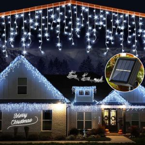 Solar Christmas Lights Outdoor Waterproof 8 Modes Holiday Decorate Curtain Fairy Light for Garden Party Yard