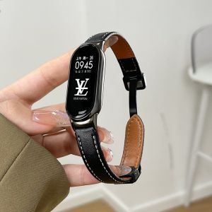 Leather Strap with Quick Release Connector for Xiaomi Mi Band 10 9 8 Buckle Replace Smart Watch Wristband Xiaomi Smart Band 10 9 8 Leather Watch Strap Band Accessorie