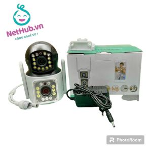 Camera wifi 2 mắt quan sát độc lập 2 trong 1 ngoài trời cao cấp v360Pro