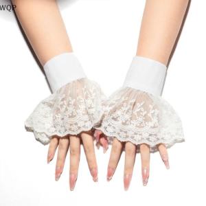 [WQP Fashion Store] Flash Sale Jewelry Lace Cuffs White Detachable Sleeves Wedding Bridal Gowns Sweater Cuff Halloween Costume Cosplay Accessories