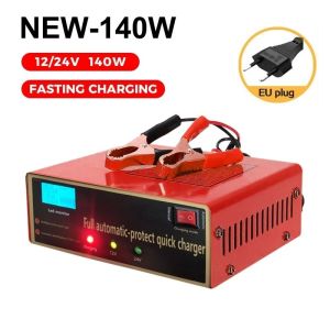 Harico 12V/24V Car Battery Charger Heavy-Duty  Fast Charging Portable 140W Full Automatic Fast Charger LED Display Manual Auto Mode 6 Protection EU Plug For Car Motorcycle Truck Boat Lawn Mower Vehicle Battery Maintenance