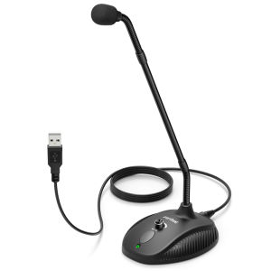 Fifine K052 Computer USB Gooseneck Microphone Mute Button with LED Indicator Ideal for Work from Home Online Class
