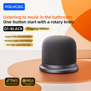 Polvcdg-G1 IPX5 waterproof magnetic mini speaker Bluetooth 6.0 speaker + stand two-in-one 360° surround sound personalized rotary switch portable speaker