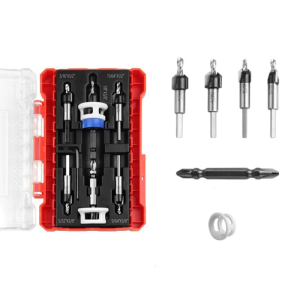 5Pcs Countersunk Set with Adjustable Depth Stop For Consistent Depth Drilling In Woodworking