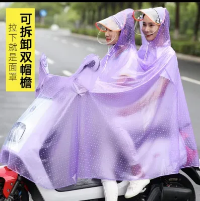 Jas hujan motor dobel pasangan tebal bahan PVC import premium dilengkapi penutup muka