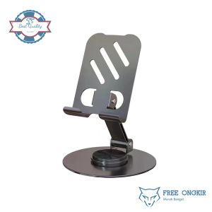 Stand Holder Universal Rotating Portable Smartphone Ipad Tablet TAB Desktop Full Metal Besi Folding Lipat Bisa Putar 360 Derajat