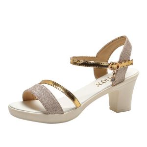 [Free Shipping] Summer New Collection: Women’S Chunky-Heeled Sandals High-Heeled Shoes And High-Heeled Sandals With A Single-Strap Design