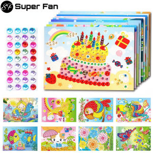 (Siêu Quạt) 1 cái Tự Làm Miếng dán Kim Cương Thủ Công Pha lê dán Tranh khảm đồ chơi câu đố màu ngẫu nhiên trẻ em trẻ em Đồ chơi Quà tặng