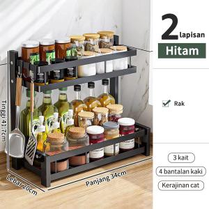 Rak Bumbu Serbaguna Dapur Tempat Bumbu Rak Penyimpanan Dapur Stainless Steel