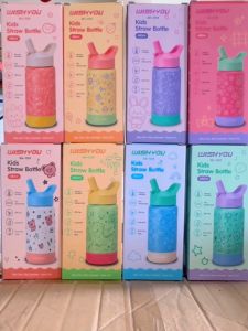 480ml Kids Cartoon Stainless‑Steel Thermos Straw-Drinking Leak‑Proof Vacuum Insulated Water Bottle