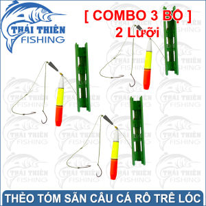 Combo 3 Bộ Thẻo Buộc Sẵn 2 Lưỡi Câu Cá Rô Chép Trê Lóc Dùng Cần Tay Câu Sông Ao Mương