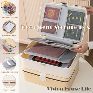 Vision Multi-Layer Document Storage Bag Portable File Document Storage Box Passport Certificates Organizer Water-Resistant Filing Storage Holder for Documents