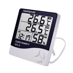 2Pcs Indoor LCD Electronic Humidity Meter Digital Thermometer Hygrometer Temperature Alarm Clock