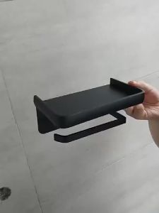 LDIES Black Toilet Paper Holder Multifunction Bathroom Storage Shelf Roll Paper Holder ChromeGreyWhite EL609 N2K8R