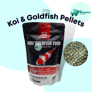 Sunsun Premium Koi And Goldfish Food Pellets 250 Grams 1.5mm 3mm Plant and Animal Proteins Spirulina