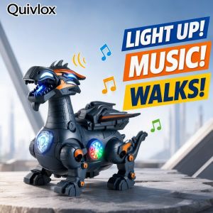 Electric Walking Dinosaur Toy Musical Light Up Crawling Dino Model With Lanyard For Kids Boys 0-6 Birthday Gift
