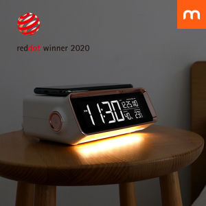 mooas Smart Wireless Charging Nightlight Clock MC-W6 2020 Red Dot Design Award Winner Temperature/Humidity Display Alarm Max 10W Fast Wireless Charger Wireless charging alarm clock alarm clock