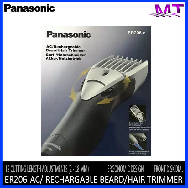 Panasonic ER206 Beard Hair Trimmer 12 Length Settings Corded
