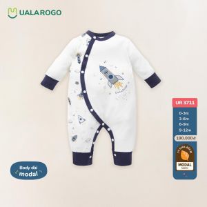 UALAROGO Body sơ sinh dài tay petit - modal cài lệch cho bé trai - bé gái (0-12m) (UR2296 - UR3711)