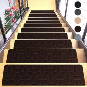 BETTERFORM 76X20cm Staircase Mat Non-Slip Self-adhesive Stair Tread Carpet Mat Fashion Soft Stripe Protection Cover Pads Home Decor