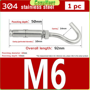 C.N. Heavy Duty Concrete Hook 304 Stainless Steel M6 M8 M10 Expansion Screw Hooks