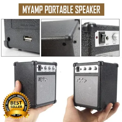 Portable Speaker MyAmp Classic Amplifier Music Guitar MP3 Player iPod iPhone Ponsel Handphone Laptop Musik Audio Video Unik Mirip Amplifier Gitar Adjustable Volume Treble Bass Suara Jernih Portabel Mudah Dibawa Desain Menarik - Hitam