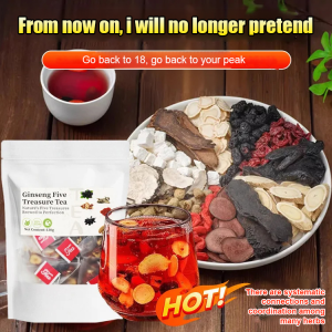 【🔥Kidney Nourishment】Ginseng Five Treasures Tea Mens Health Tea Liver-nourishing Ginseng Tea Stay Up Late Health Care Kidney Qi Tonic Tea