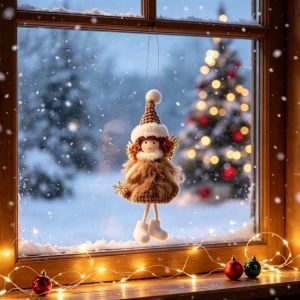 CRNGW Cartoon Christmas Angel Dolls Pendant Cloth Wing Handmade Christmas Tree Decoration Cute Crafts Angel Girl Hanging Pendant Festival
